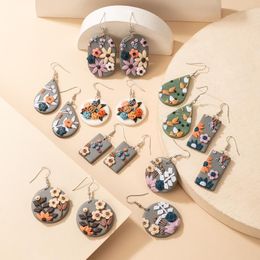 Dangle Earrings Lovely Creative Resin For Women Elegant Colourful Flowers Soft Pottery Party Jewellery Wholesale