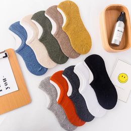 Women Socks 5 Pairs Women's Silicone Non-slip Invisible Summer Solid Colour Ankle Boat Female Soft Cotton Sock Slippers EUR35-39