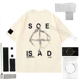 Men Stones t Shirt Embroidered 23ss Designer Tops Stone Sweatshirt Compass Armband Cotton Loose Short Sleeve Pullover Hoodie Summer M-2xl