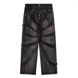 Men's Jeans Punk Style Hip Hop Ripped Pants Men Hi Street Harakuju Loose Denim Trousers Washed Straight