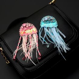 20200816 handmade threedimensional pin beads jellyfish fringed brooch female badge brooch sweater accessories224m