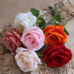 10 Pc Velvet Rose Artificial Flowers Party Table Decoration for Wedding Bouquet Bridal Hand Flowers Home Decor Fake Roses Flowers