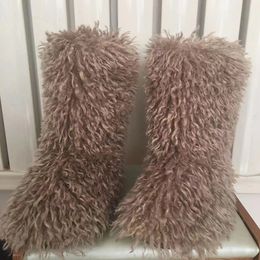 Boots Women Warm Fur Woman Winter Plush Faux Snow Ladies Furry Outdoor Slip On Shoes Female Cosy Fuzzy Cotton Boot 230915