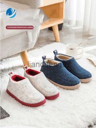 Slippers Mo Dou Winter Autumn New Japaness Style Home Men Warm Shoes Thick Sole Bedroom Non Slip Wrapped Heel Slippers Women Felt Shoes x0916