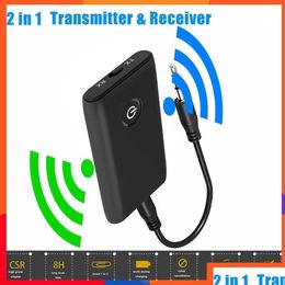 Bluetooth Car Kit 2-In-1 Compatible Wireless Head 5.0 Computer Tv Repeater 3.5Mm Speaker Aux Hifi Music Adapter Drop Delivery Automobi Dhkfr