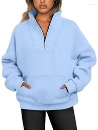 Women's Hoodies Autumn Winter Sweatshirts For Women 2023 Oversized Pullover Long Sleeve Warm Sweatshirt Quarter Zip Hoodie Female Clothing