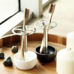 Toothbrush Holders Bathroom Accessories Sets Multi-Function Toothbrush Holder Base Stainless Steel Tooth Brush Storage Rack Makeup Brush Organiser 230918