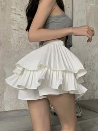 Skirts Sexy Pleated Cake Mini Skirt Women Summer Sweet Kawaii High Waist Pink White Girl Korean Fashion Slim Fit Faldas Y2k Jupe