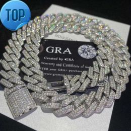 Catene di Moissanite ghiacciate Bracciale cubano Collana di gioielli da uomo Hip Hop con catena a maglie cubane con diamanti Moissanite