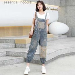 Women's Jumpsuits Rompers Summer Denim Jumpsuits Fashion Casual Plus Size Print Floral Women Overalls L230918