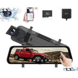 Car Dvr Car Dvrs 10 Dvr Rear View Mirror Camera 2.5K Dash Cam With Wifi Gps 32Gb Card Front And 1080P Backup Drop Delivery Automobiles Dhkfd