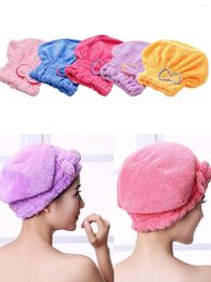 Towel Coral Fleece Absorbent Hair Bath Caps Thickened Bow Knot Easy Drying Princess Cap Microfibre Bathroom Supplies