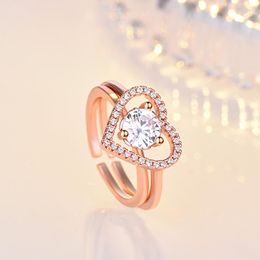 Wedding Rings Luxury Micro Paved Ziconia For Women Engagement Promise Love Heart Zircon Set Femme Bridal Jewellery