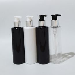 Aufbewahrungsflaschen 200 ml leere PET-Lotion-Pumpflasche, weiß, schwarz, Kunststoff, Kosmetikbehälter, Shampoo, Unterabfüllung, ätherisches Öl
