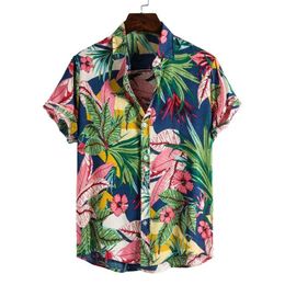 Floral Hawaiian Shirts for Men Casual Button Down Short Sleeve Shirt Mens Tropical Aloha Beach Clothing Chemise Homme341o