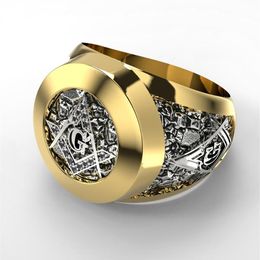 Cluster Rings Fashion Stainless Steel Masonic Ring Inlaid Rhinestone mason Symbol G Templar masonry240A