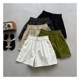 Women's Shorts Latter Rain Korean Version High Waist Casual Beach Wear Summer Vacation Simple Women Elastic Wide Leg Pants