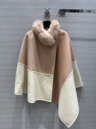 Womens Fur Faux Cashmere handmade cape cloak coat casual versatile fashion Autumn 230915