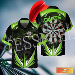 Men's Casual Shirts Custom Name Sports Player Darts Beer Club Tattoo 3DPrint Beach Hawaiian Collar Summer Harajuku Funny Stre318S