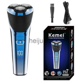 Electric Shavers Kemei Wet Dry Electric Shaver For Men Beard Electric Razor Facial Shaving Machine Rechargeable Lcd Display 3D Floating System x0918