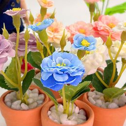Decorative Flowers Artificial Potted Simulation Fake Yellow Red Purple Plants Flower Home Garden Table Decoration Room Desktop Decor