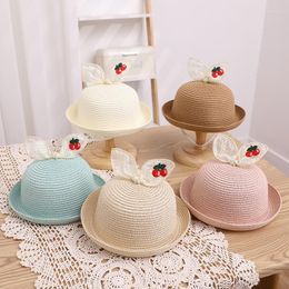 Hats Summer Children Designer Panama Hat Girls Beach Tour Outdoor UV Visor Bowknot Straw Caps