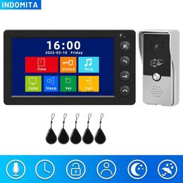 Doorbells Indomita Wired Video Intercom System for Apartment Outdoor Door Phone Street Call Panel RFID Doorbell Support Electronic Lock HKD230918