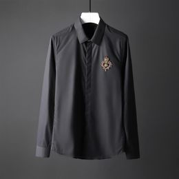 Newest Crown Bee Camisa Masculino slim plus size 4XL Non-iron setting Men Dress shirt fashion Handmade men casual shirt270p