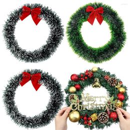 Decorative Flowers 2/1Pcs Christmas Wreath Door Wall Hanging Ornaments For DIY Xmas Tree Garlands Vines Pendants Year Party Decorations