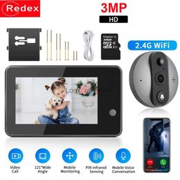 Doorbells 3MP Wifi Video Peephole Doorbell Camera 4.3 Inch Eye Door bell Smart Home HD IPS Screen Night PIR wireless call For IOS Andriod HKD230918