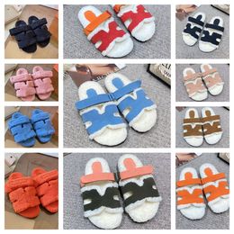 slippers winter slipper fashion Lazy letter Flat bottom Hotel casual Slipper women designer shoes sexy Lady Cartoon Plush slippers keep warm wool flops With box