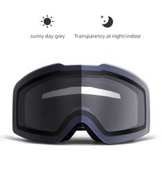 Ski Goggles ROCKBROS Pochromic Ski Goggles Anti-fog Double Layer Snowboard Glasses Windproof Winter Snow Ski Eyewear Motor Ski Sunglasses 230918