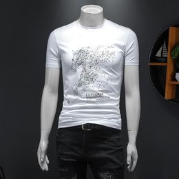 2023 spring and summer new cotton men's tops short-sleeved T-shirts half-sleeves high-end light luxury fashion embroidered pr206e