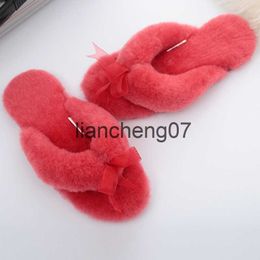 Slippers 2023 New Natural Sheepskin Lady Casual House Shoes Fur Slippers Fashion Winter Women Indoor Slippers Warm Wool Home Slippers x0916