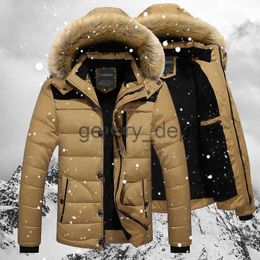 Men's Down Parkas Men Winter Jacket Coats Fur Collar Hooded Parka Down Jackets Outerwear Thick Mens Warm Overcoat Wool Liner Coat Plus Size CRXT J230918