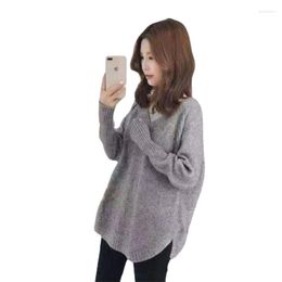 Women's Knits 2023 Spring And Autumn Lazy Wind Pullover Sweater Womens Loose Outer Wear Knitted Top Long Sleeve V-neck Coat