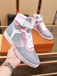 Gradient Men Women Designers Shoes Calfskin Low Top Sneakers With Box Dust Bag Luxurys High Cut Rainbow Trainers Lace-up Buckle Strap Causal Shoe 36980