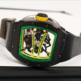 Automatic Mechanical Wristwatches Swiss Sporst Watches Wrist Watch Richarmilles RM6101 Black Ceramic Green Track Mens Fashion Leisure Business Sports Mach WNBAS