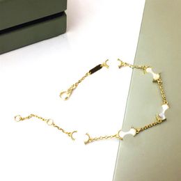 18k Gold Plated Leaf Bangle Wedding Bracelet Chain Female Classic Fashion Style Clover Chain Accessories With Jewelry Pouches Poch295H