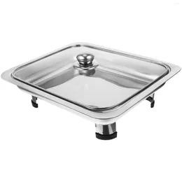 Dinnerware Steel Buffet Metal Plate Tray Stainless-steel Foods Holder Simple Server Serving Kitchen Fruit Dish Pans Lids