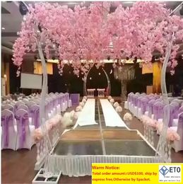 White Artificial Cherry Blossom Tree road lead Simulation Cherry Flower with Iron Arch Frame For Wedding party Props ZZ