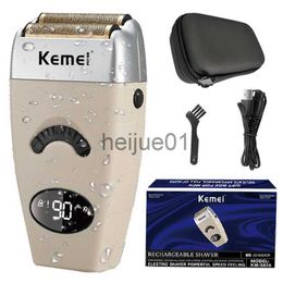 Electric Shavers Kemei Hair Beard Electric Shaver For Men Washable Facial Electric Razor Bald Head Shaving Machine Rechargeable With Travel Bag x0918