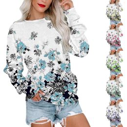 Women's Hoodies Autumn And Winter Fashion Long Sleeve Round Neck Pullover Sweatshirt Floral Printed Ladies Hoodless Fitted Sports Jacket