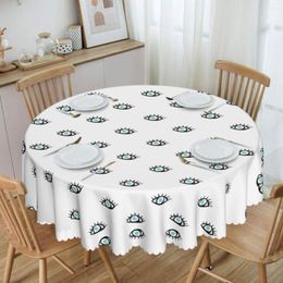 Table Cloth Round Oilproof Turkish Eyes On You Cover Mediterranean Nazar Evil Eye Tablecloth For Dining 60 Inches