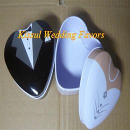 20Pcs lot Bride and Groom Wedding Favour boxes of Dressed to the Nines Wedding Dress Mint Tin candy box275W