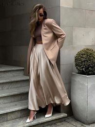 Skirts Elegant Satin Loose Women Skirt 2023 High Waist Maxi Streetwear Classic Long Fashion Female Black