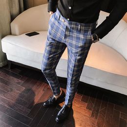 whole suit pants wedding pants mens dress pants plaid business casual slim sports pantalon a carreau mens classic retro check221p