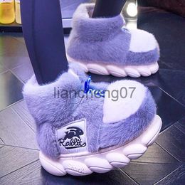 Slippers Women Winter Warm Shoes 2023 Plush Lining Indoor Cotton Slippers Couple Platform High Top Snow Boots Female Male Home Slipper x0916