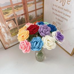 Decorative Flowers 5 Branches Mixed Roses Wedding Bouquet DIY Artificial Party Romantic Gift Decoration El Office Knitting