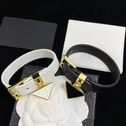 Designer Jewellery Silver Black Leather Bracelets Men Charm Bracelet For Women Wide Hand Strap Brown Pattern Gold Logo Stamp Printed Fashion Gift